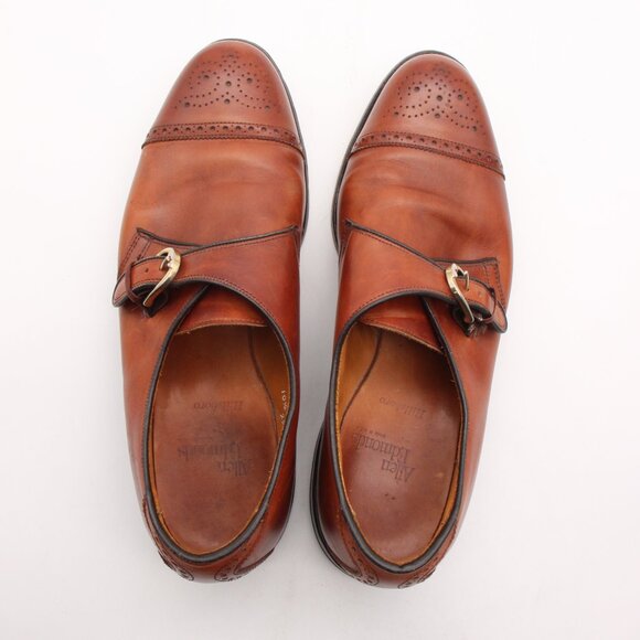 Allen Edmonds Hillsboro Men's 10.5 C Brown Leather Monk Strap Cap Toe Loafers - Picture 10 of 13
